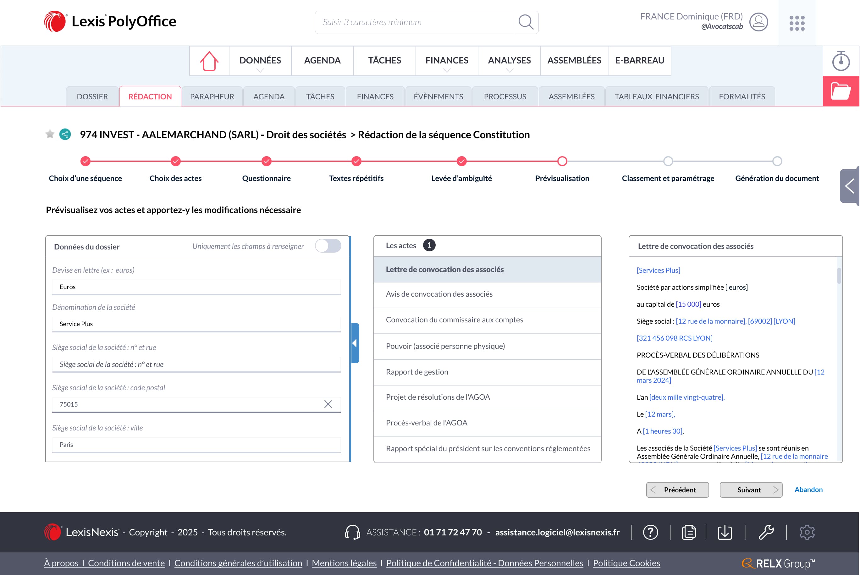 realisation formalites juridiques polyacte